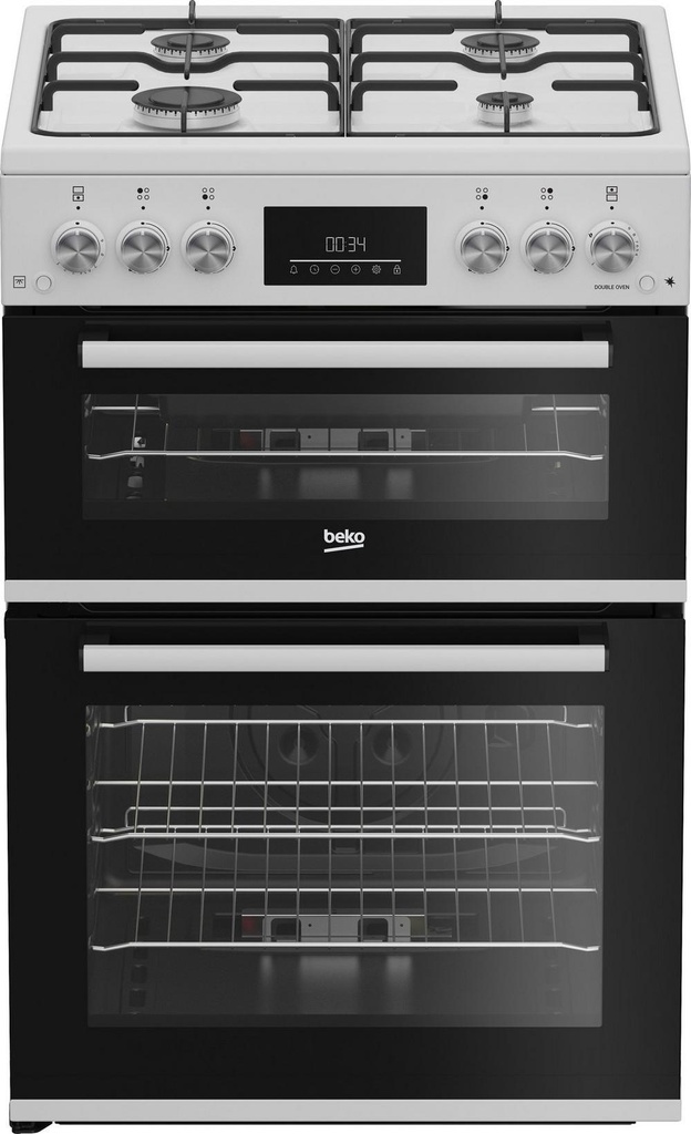 [EDG6231W] Beko EDG6231W 60cm Twin Cavity Gas Cooker with Enamel Hob - White