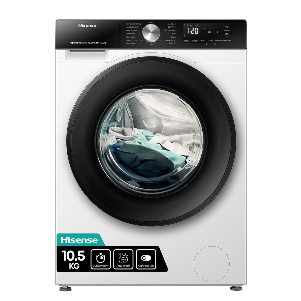 [WF3S1043BW3] Hisense WF3S1043BW3 10.5kg 1400 Spin Washing Machine - White