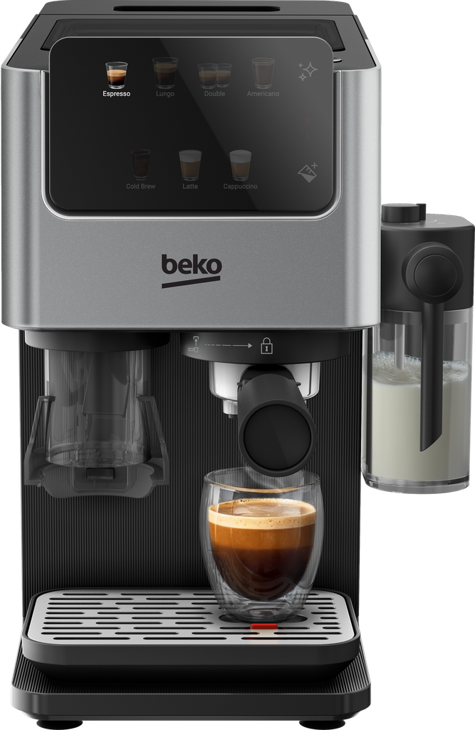 [CED7524X] Beko CED7524X Espresso Machine with Integrated Grinder and Milk Cup - Silver