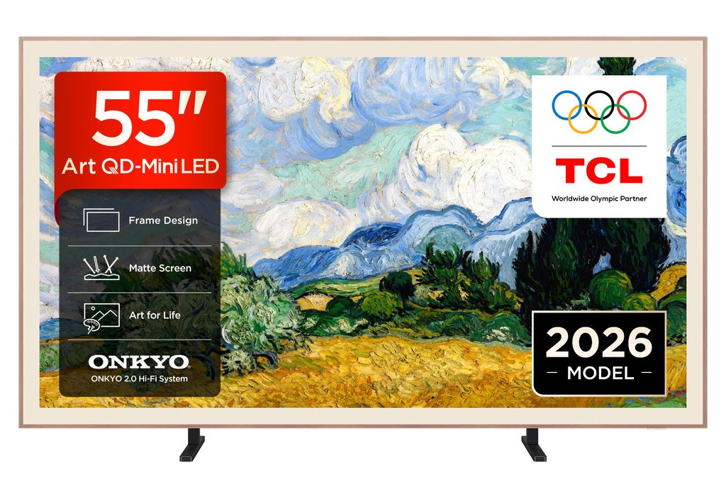 [55A400 PRO-UK] TCL 55A400 PRO-UK 55" 4K Ultra HD QD-MINI LED AI Art TV - Black