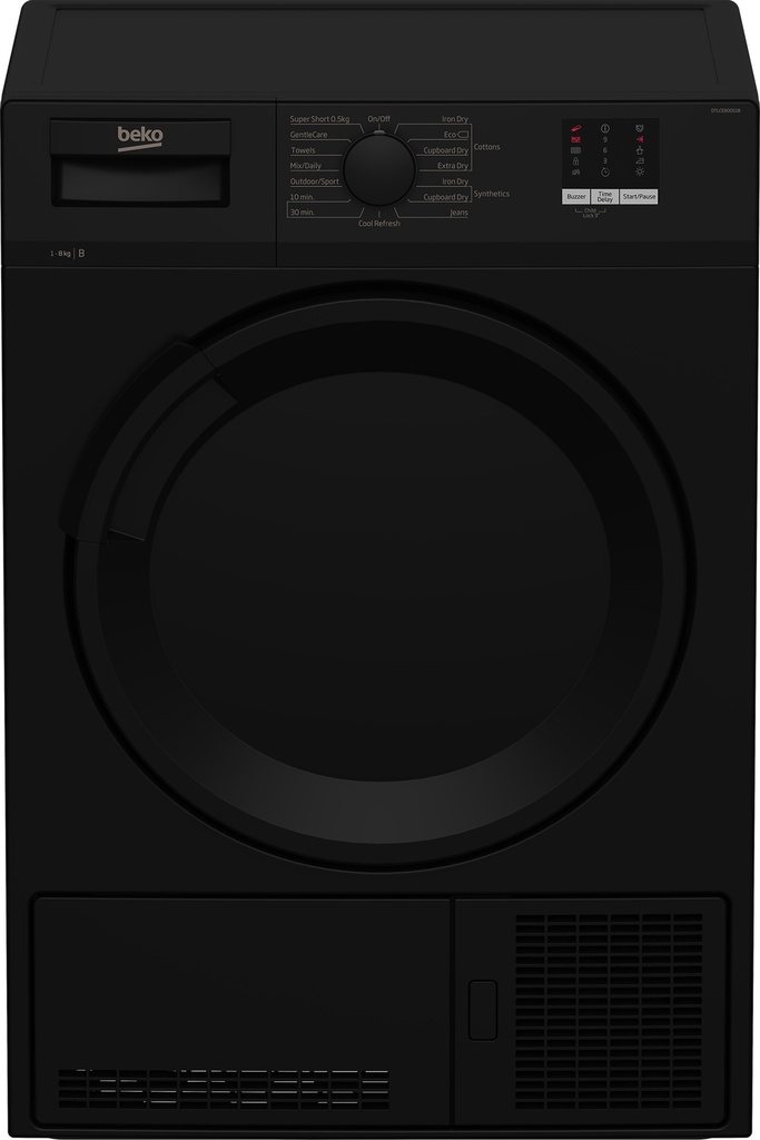 [DTLCE80051B] Beko DTLCE80051B 8kg Condenser Tumble Dryer with Sensor Programmes - Black