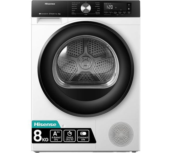 [DH3S802BW3] Hisense 3S Series DH3S802BW3 WiFi-enabled 8kg Heat Pump Tumble Dryer - White