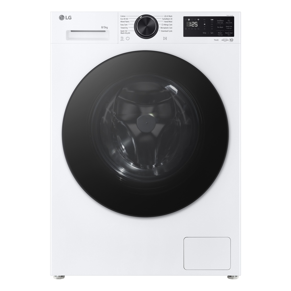 LG Series 3 AI Direct Drive W2X5085TLB 8kg Washer Dryer - White