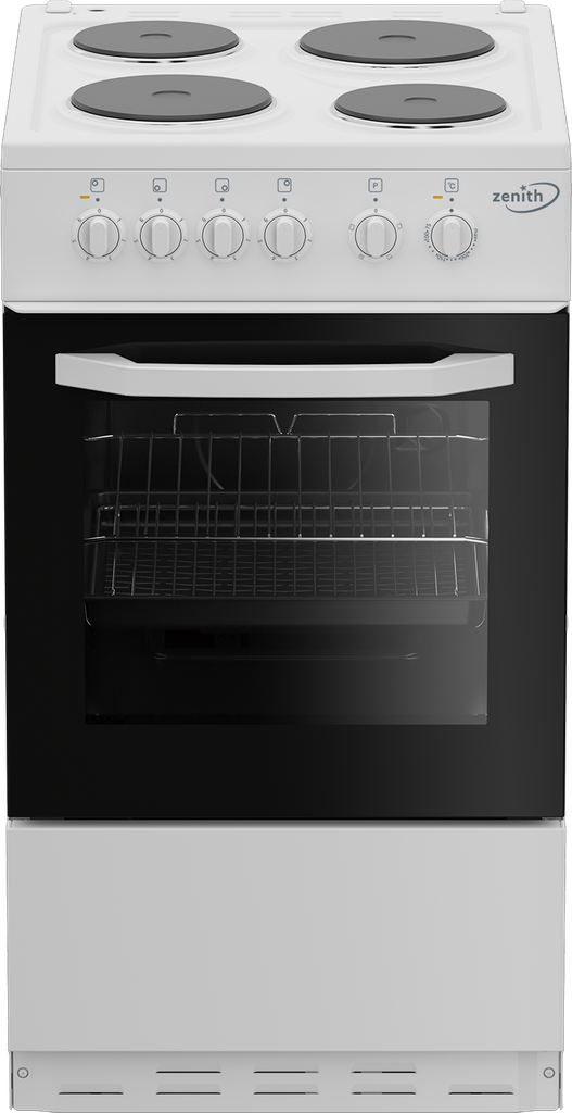 [ZE503W] Zenith ZE503W 50cm Electric Single Oven with solid plate - hob White