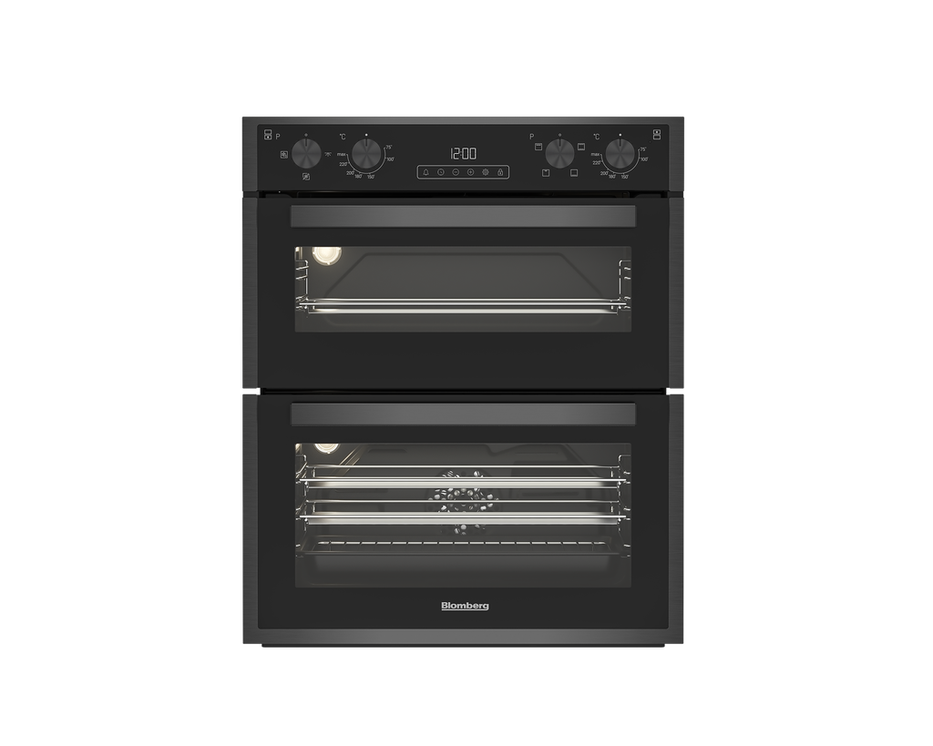 Blomberg ROTN9202DX 59.4cm Built-Under Electric Double Oven - Dark Steel